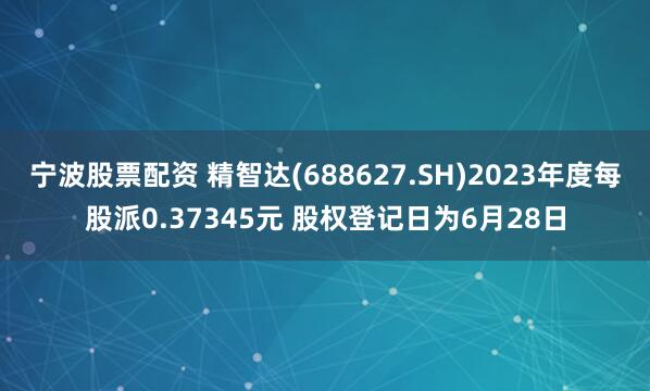 宁波股票配资 精智达(688627.SH)2023年度每股派0.37345元 股权登记日为6月28日