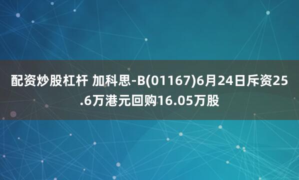 配资炒股杠杆 加科思-B(01167)6月24日斥资25.6万港元回购16.05万股